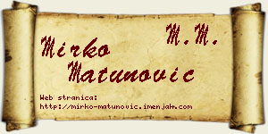 Mirko Matunović vizit kartica